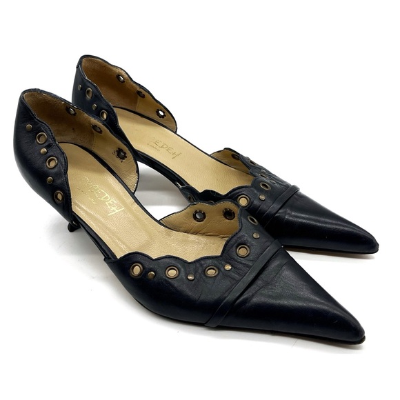 Y2K Mercedeh Monte Carlo Black Eyelet Kitten Heels Size 36.5 - Picture 1 of 6